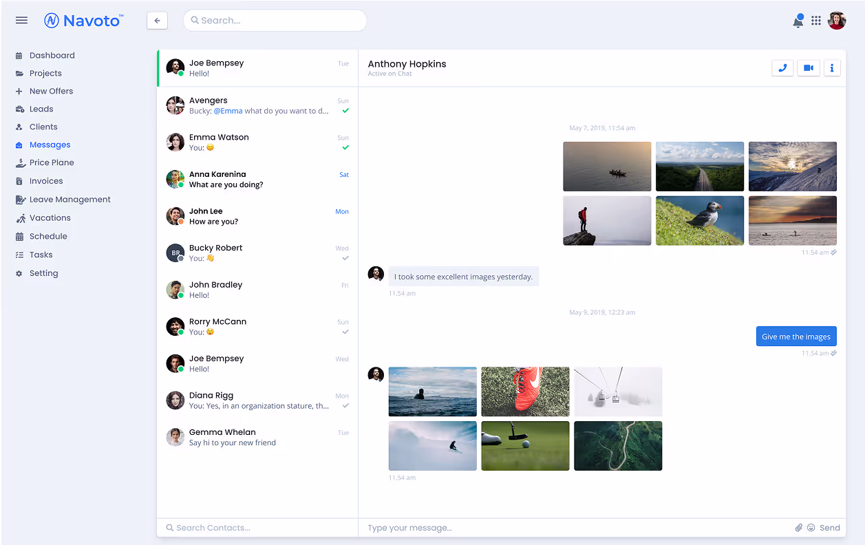 Chat inside the CRM