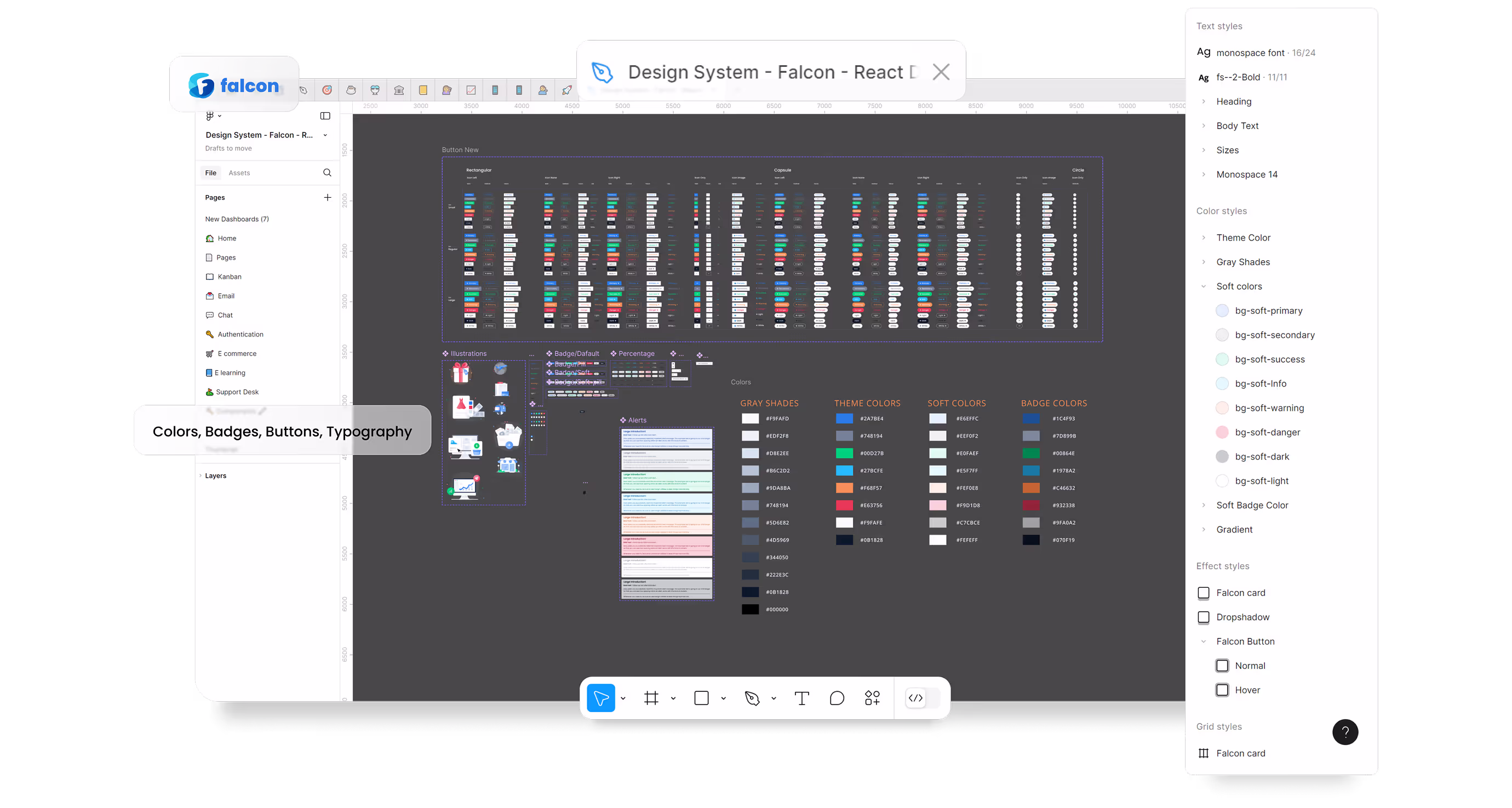 Falcon-based design system components used in the CRM
