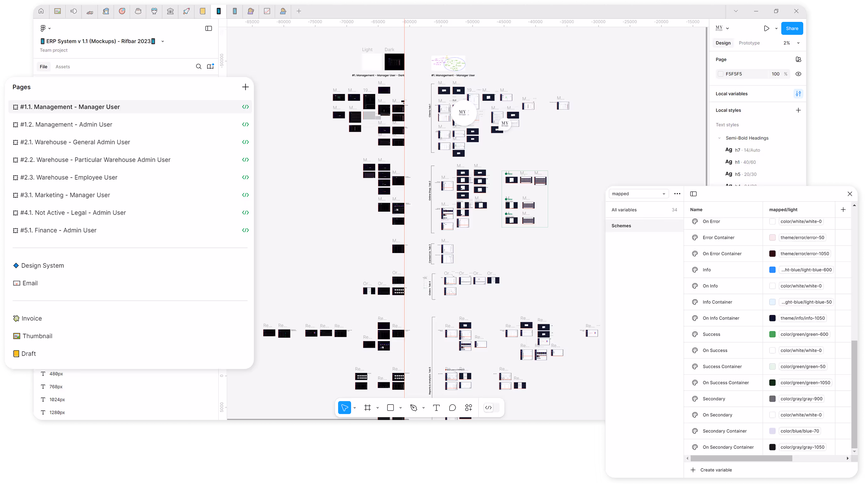 ERP screens laid out in Figma
